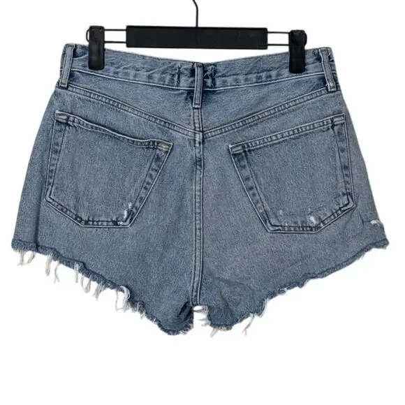 AGOLDE Parker High Rise Vintage Cut Off Denim Shorts in Riptide Size 26